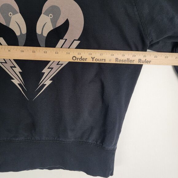 Diesel Womens Sweatshirt Size S Flamingo Hearts Light Weight Y2K Black - Picture 3 of 11